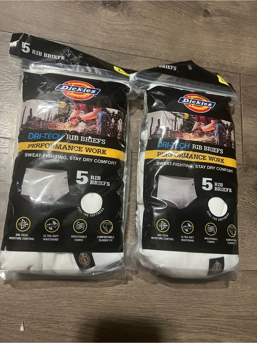 Dickies 10 Pairs Dri Tech Rib Briefs Size Large New